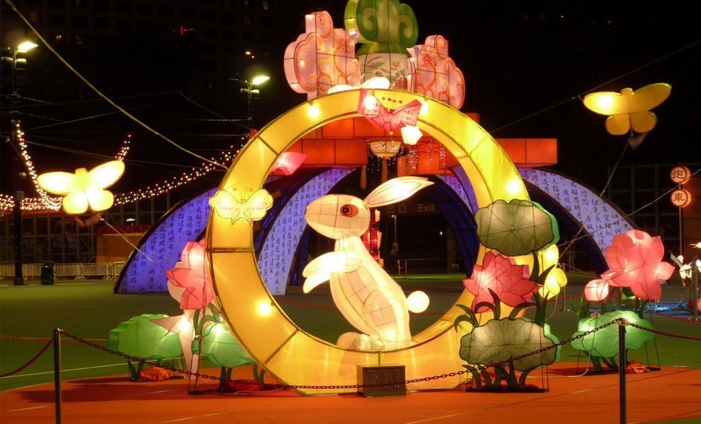 Representação do coelho no Festival da Lua